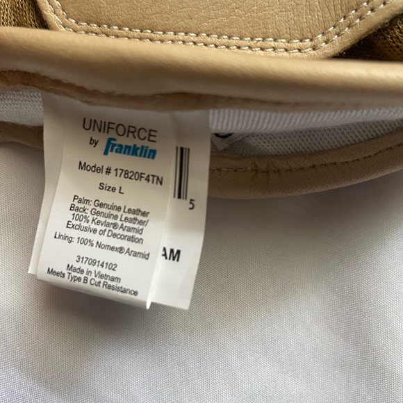 New Franklin Uniforce Tactical Gloves Pair Desert Size L - Picture 4 of 4